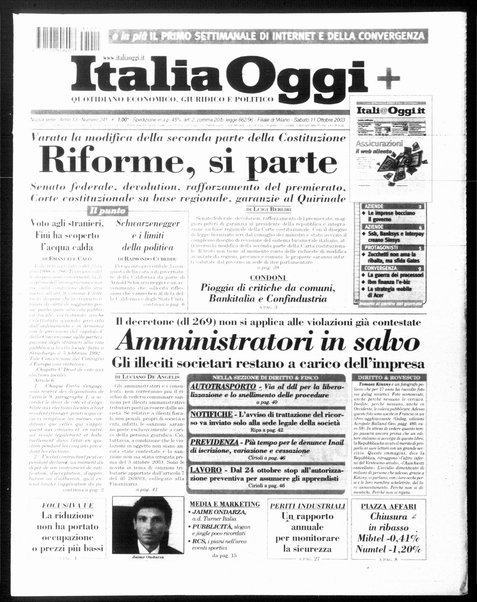 Italia oggi : quotidiano di economia finanza e politica